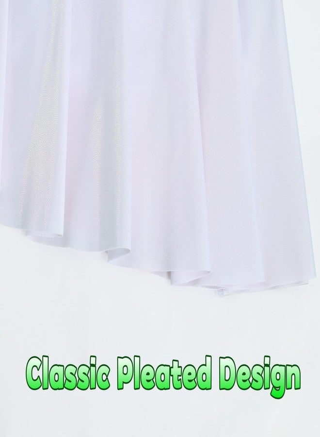 Gnainach Girls Skirt Size 8-9 Years Old Shiny Silver Lightweight Cute High Waisted Holographic Skort for Kids Skater Party - Image 4
